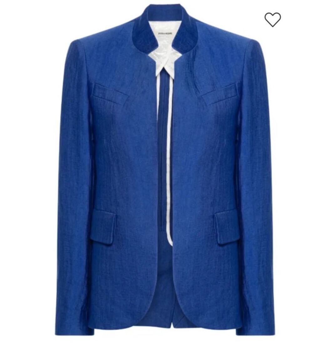 NWT: Zadig & Voltaire Very Open-front Linen Blend Blazer in Blue Saphire - Picture 2 of 16
